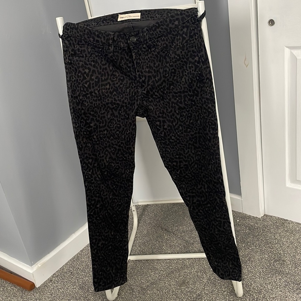 Gap Jeans Black leopard Pront Easy Leggings Jeggings Size 29 Short